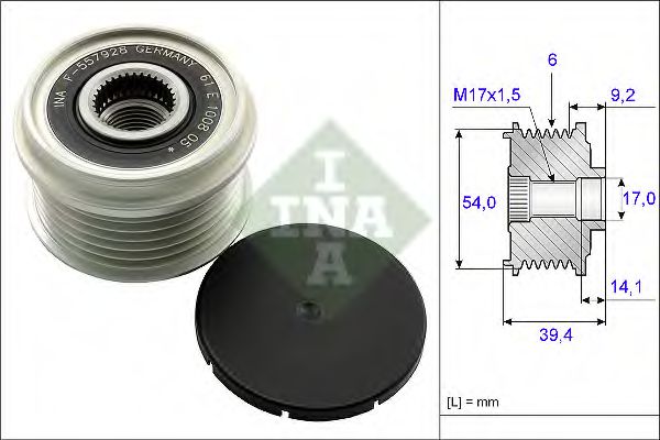 INA 535 0151 10 Механизм свободного хода генератора для FIAT PUNTO (Фиат Пунто) INA 535 0151 10 Механизм свободного хода генератора для FIAT PUNTO (Фиат Пунто)