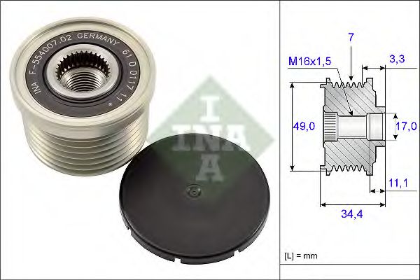 INA 535 0164 10 Механизм свободного хода генератора для BMW X5 (Бмв Х5) INA 535 0164 10 Механизм свободного хода генератора для BMW X5 (Бмв Х5)