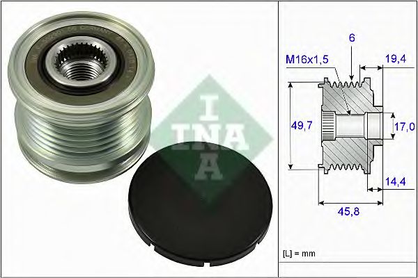INA 535 0168 10 Механизм свободного хода генератора для MERCEDES-BENZ CLS (Мэрcэдэс-бэнз Слс) INA 535 0168 10 Механизм свободного хода генератора для MERCEDES-BENZ CLS (Мэрcэдэс-бэнз Слс)