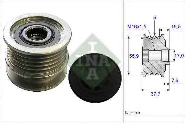INA 535 0169 10 Механизм свободного хода генератора для OPEL SIGNUM (Опель Сигнум) INA 535 0169 10 Механизм свободного хода генератора для OPEL SIGNUM (Опель Сигнум)