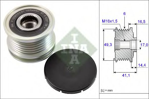 INA 535 0178 10 Механизм свободного хода генератора для PEUGEOT 207 (Пежо 207) INA 535 0178 10 Механизм свободного хода генератора для PEUGEOT 207 (Пежо 207)