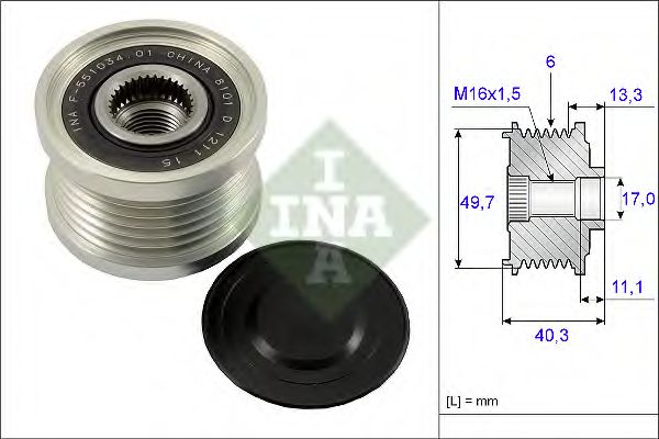 INA 535 0093 10 Механизм свободного хода генератора для NISSAN TIIDA (Ниссан Т2да) INA 535 0093 10 Механизм свободного хода генератора для NISSAN TIIDA (Ниссан Т2да)