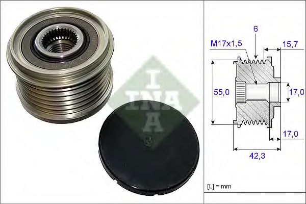 INA 535 0154 10 Механизм свободного хода генератора для NISSAN (Ниссан) INA 535 0154 10 Механизм свободного хода генератора для NISSAN (Ниссан)