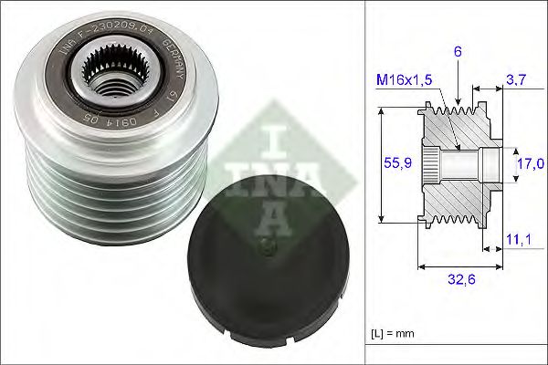 INA 535 0032 10 Механизм свободного хода генератора для VOLKSWAGEN GOL COUNTRY III (Фольксваген Гольф кантра 3) INA 535 0032 10 Механизм свободного хода генератора для VOLKSWAGEN GOL COUNTRY III (Фольксваген Гольф кантра 3)