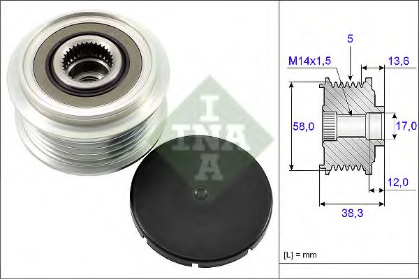 INA 535 0184 10 Механизм свободного хода генератора для TOYOTA PREVIA (Тойота/тоета Прэvиа) INA 535 0184 10 Механизм свободного хода генератора для TOYOTA PREVIA (Тойота/тоета Прэvиа)