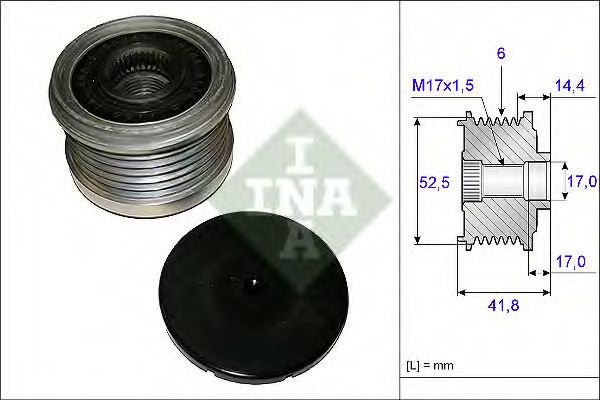 INA 535 0147 10 Механизм свободного хода генератора для NISSAN (Ниссан) INA 535 0147 10 Механизм свободного хода генератора для NISSAN (Ниссан)
