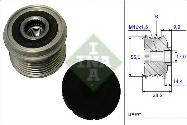 INA 535 0216 10 Механизм свободного хода генератора для HYUNDAI SANTA FE III (Хендай Санта фэ3) INA 535 0216 10 Механизм свободного хода генератора для HYUNDAI SANTA FE III (Хендай Санта фэ3)