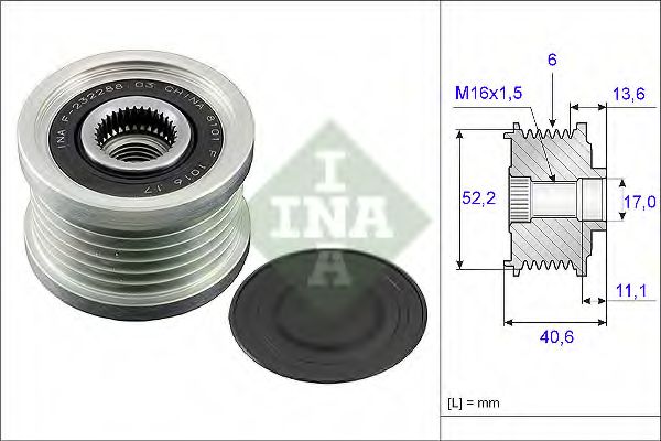 INA 535 0044 10 Механизм свободного хода генератора для NISSAN PRIMERA (Ниссан Примера) INA 535 0044 10 Механизм свободного хода генератора для NISSAN PRIMERA (Ниссан Примера)