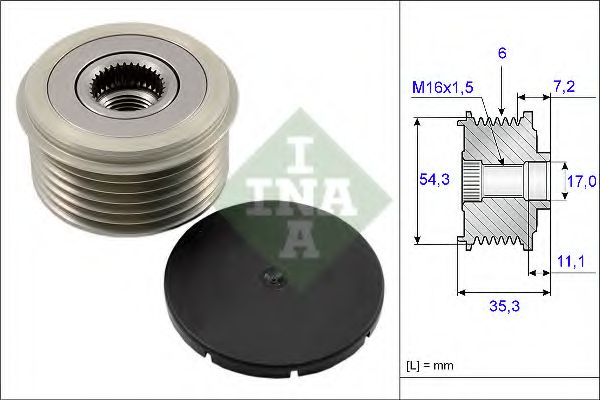 INA 535 0039 10 Механизм свободного хода генератора для FORD FIESTA (Форд Фиэста) INA 535 0039 10 Механизм свободного хода генератора для FORD FIESTA (Форд Фиэста)