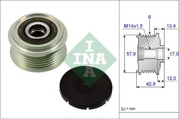 INA 535 0240 10 Механизм свободного хода генератора для TOYOTA RACTIS (Тойота/тоета Раcтис) INA 535 0240 10 Механизм свободного хода генератора для TOYOTA RACTIS (Тойота/тоета Раcтис)