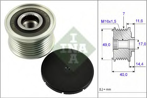 INA 535 0254 10 Механизм свободного хода генератора для BMW X5 (Бмв Х5) INA 535 0254 10 Механизм свободного хода генератора для BMW X5 (Бмв Х5)
