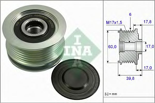 INA 535 0267 10 Механизм свободного хода генератора для PEUGEOT 4008 (Пежо 4008) INA 535 0267 10 Механизм свободного хода генератора для PEUGEOT 4008 (Пежо 4008)