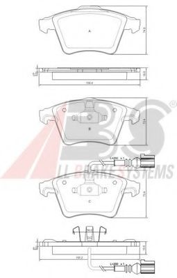 A.B.S. 37416 Тормозные колодки для VOLKSWAGEN T5 (Фольксваген Т5) A.B.S. 37416 Тормозные колодки для VOLKSWAGEN T5 (Фольксваген Т5)