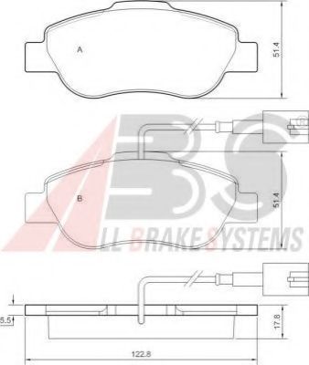 A.B.S. 37594 Тормозные колодки для FIAT 500 C (Фиат 500 c) A.B.S. 37594 Тормозные колодки для FIAT 500 C (Фиат 500 c)