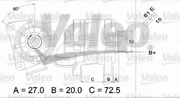 VALEO 437117 Генератор для BMW 3 (Бмв 3) VALEO 437117 Генератор для BMW 3 (Бмв 3)