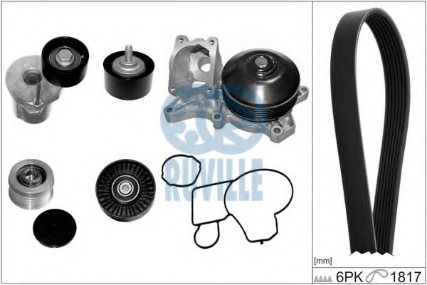 RUVILLE 55095801 Водяной насос + комплект ручейковых ремней для BMW (Бмв) RUVILLE 55095801 Водяной насос + комплект ручейковых ремней для BMW (Бмв)
