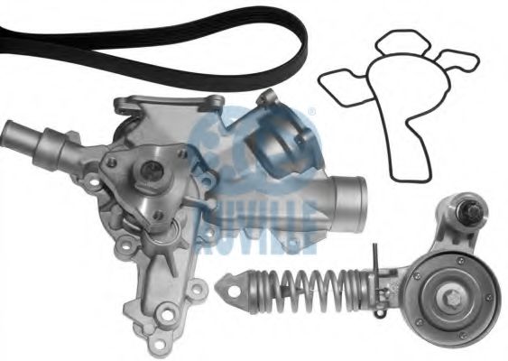 RUVILLE 55345801 Водяной насос + комплект ручейковых ремней для OPEL ASTRA G (Опель Астра г) RUVILLE 55345801 Водяной насос + комплект ручейковых ремней для OPEL ASTRA G (Опель Астра г)