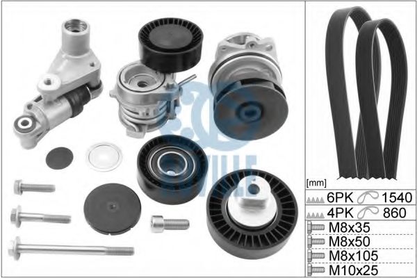 RUVILLE 55093802 Водяной насос + комплект ручейковых ремней для BMW Z4 (Бмв Z4) RUVILLE 55093802 Водяной насос + комплект ручейковых ремней для BMW Z4 (Бмв Z4)