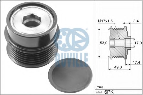 RUVILLE 58629 Механизм свободного хода генератора для DODGE AVENGER (Додж Аvэнгэр) RUVILLE 58629 Механизм свободного хода генератора для DODGE AVENGER (Додж Аvэнгэр)