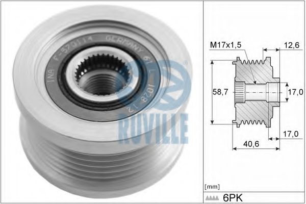 RUVILLE 57123 Механизм свободного хода генератора для FORD USA EDGE (Форд сша Эдгэ) RUVILLE 57123 Механизм свободного хода генератора для FORD USA EDGE (Форд сша Эдгэ)