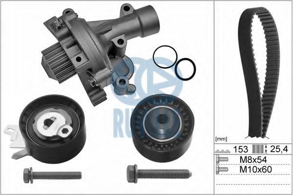 RUVILLE 55977701 Комплект ремня ГРМ для PEUGEOT 407 (Пежо 407) RUVILLE 55977701 Комплект ремня ГРМ для PEUGEOT 407 (Пежо 407)