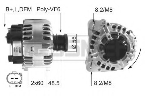 ERA 210597 Генератор для VOLKSWAGEN POLO (Фольксваген Поло) ERA 210597 Генератор для VOLKSWAGEN POLO (Фольксваген Поло)