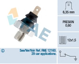 FAE 11650 Датчик давления масла для PEUGEOT 205 II (Пежо 205 2) FAE 11650 Датчик давления масла для PEUGEOT 205 II (Пежо 205 2)