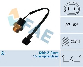 FAE 37670 Термовыключатель, вентилятор радиатора для RENAULT CLIO I (Рено Cлио и) FAE 37670 Термовыключатель, вентилятор радиатора для RENAULT CLIO I (Рено Cлио и)