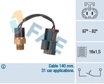 FAE 37760 Термовыключатель, вентилятор радиатора для NISSAN PRIMERA (Ниссан Примера) FAE 37760 Термовыключатель, вентилятор радиатора для NISSAN PRIMERA (Ниссан Примера)