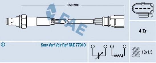 FAE 77439 Лямбда-зонд для VOLKSWAGEN JETTA I (Фольксваген Жэтта и) FAE 77439 Лямбда-зонд для VOLKSWAGEN JETTA I (Фольксваген Жэтта и)