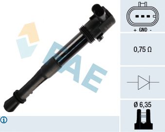 FAE 80256 Катушка зажигания для FIAT STILO MULTI (Фиат Стило мульти) FAE 80256 Катушка зажигания для FIAT STILO MULTI (Фиат Стило мульти)