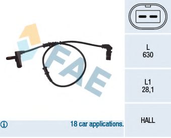 FAE 78052 Датчик, частота вращения колеса 