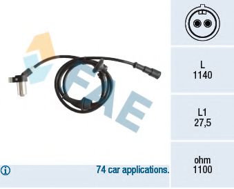 FAE 78166 Датчик, частота вращения колеса для VOLKSWAGEN JETTA II (Фольксваген Жэтта 2) FAE 78166 Датчик, частота вращения колеса для VOLKSWAGEN JETTA II (Фольксваген Жэтта 2)