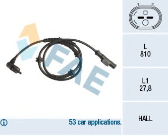 FAE 78240 Датчик, частота вращения колеса<br >передний мост 