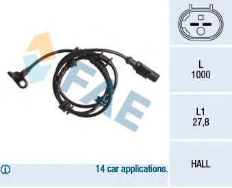 FAE 78245 Датчик, частота вращения колеса для FIAT PANDA (Фиат Панда) FAE 78245 Датчик, частота вращения колеса для FIAT PANDA (Фиат Панда)