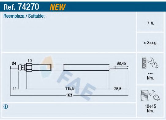 FAE 74270 Свеча накаливания для INFINITI FX (Инфинити Инфинити фх) FAE 74270 Свеча накаливания для INFINITI FX (Инфинити Инфинити фх)
