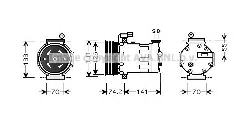 AVA QUALITY COOLING AUK171 Компрессор, кондиционер для ROVER 25 (Ровер 25) AVA QUALITY COOLING AUK171 Компрессор, кондиционер для ROVER 25 (Ровер 25)