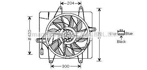 AVA QUALITY COOLING CR7507 Вентилятор, охлаждение двигателя для CHRYSLER 300 M (Крайслер 300 м)