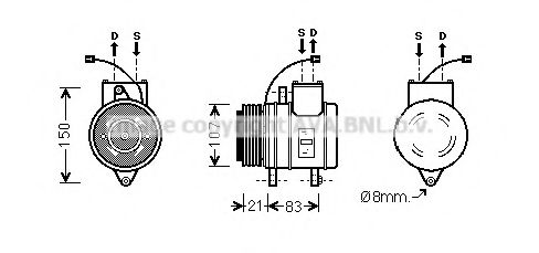 AVA QUALITY COOLING DWK041 Компрессор, кондиционер для DAEWOO MATIZ (Дэу Матиз) AVA QUALITY COOLING DWK041 Компрессор, кондиционер для DAEWOO MATIZ (Дэу Матиз)