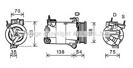 AVA QUALITY COOLING FDK478 Компрессор, кондиционер для LAND ROVER LR2 (Ленд ровер/лэнд ровер Лр2) AVA QUALITY COOLING FDK478 Компрессор, кондиционер для LAND ROVER LR2 (Ленд ровер/лэнд ровер Лр2)