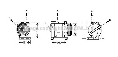 AVA QUALITY COOLING FTAK090 Компрессор, кондиционер для FIAT 500 C (Фиат 500 c) AVA QUALITY COOLING FTAK090 Компрессор, кондиционер для FIAT 500 C (Фиат 500 c)