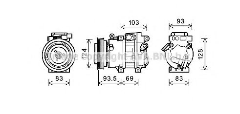 AVA QUALITY COOLING HYK238 Компрессор, кондиционер для KIA (Киа) AVA QUALITY COOLING HYK238 Компрессор, кондиционер для KIA (Киа)