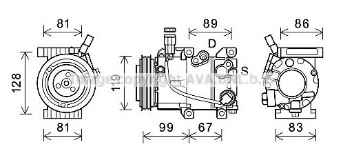 AVA QUALITY COOLING HYK414 Компрессор, кондиционер для KIA (Киа) AVA QUALITY COOLING HYK414 Компрессор, кондиционер для KIA (Киа)