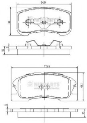 NIPPARTS J3606019 Тормозные колодки для DAIHATSU SIRION (Дайхатсу Сирион) NIPPARTS J3606019 Тормозные колодки для DAIHATSU SIRION (Дайхатсу Сирион)