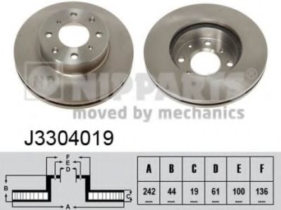 NIPPARTS J3304019 Тормозной диск для HONDA CRX II (Хонда Cрх 2) NIPPARTS J3304019 Тормозной диск для HONDA CRX II (Хонда Cрх 2)