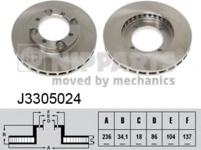 NIPPARTS J3305024 Тормозной диск для MITSUBISHI LANCER IV (Митсубиши/митсубиси Ланcэр иv) NIPPARTS J3305024 Тормозной диск для MITSUBISHI LANCER IV (Митсубиши/митсубиси Ланcэр иv)