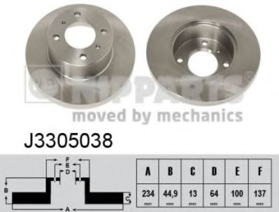 NIPPARTS J3305038 Тормозной диск для MITSUBISHI MIRAGE (Митсубиши/митсубиси Мирагэ) NIPPARTS J3305038 Тормозной диск для MITSUBISHI MIRAGE (Митсубиши/митсубиси Мирагэ)