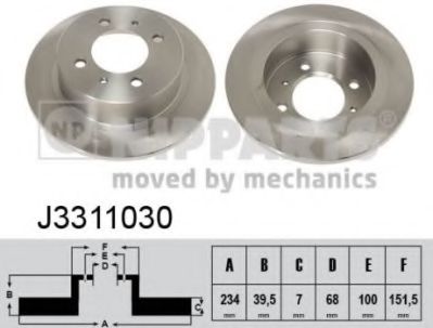 NIPPARTS J3311030 Тормозной диск для NISSAN 100 NX (Ниссан 100 нx) NIPPARTS J3311030 Тормозной диск для NISSAN 100 NX (Ниссан 100 нx)