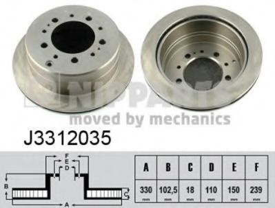 NIPPARTS J3312035 Тормозной диск для TOYOTA LAND CRUISER CYGNUS (Тойота/тоета Ленд крузер цигнус) NIPPARTS J3312035 Тормозной диск для TOYOTA LAND CRUISER CYGNUS (Тойота/тоета Ленд крузер цигнус)