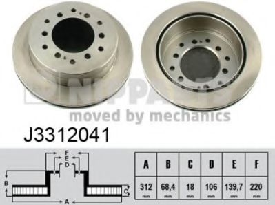 NIPPARTS J3312041 Тормозной диск для TOYOTA (FAW) PRADO (Тойота/тоета (фав) Прадо) NIPPARTS J3312041 Тормозной диск для TOYOTA (FAW) PRADO (Тойота/тоета (фав) Прадо)